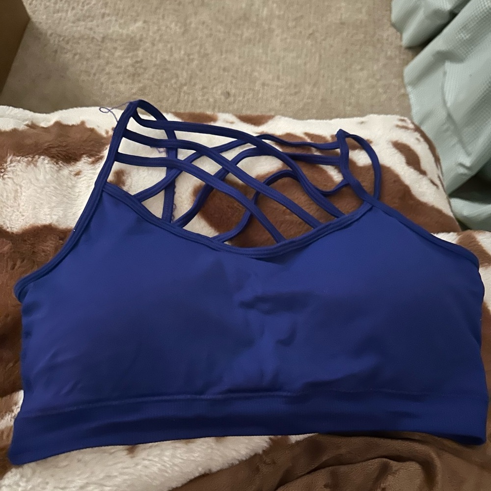 Zenana Outfitters Strappy Blue Sports Bra